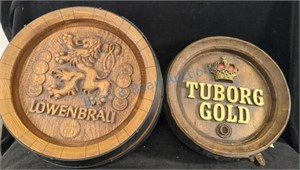 Lowenbrau and Tuborg  gold barrel signs