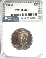 1993-D Kennedy MS67+ LISTS $325
