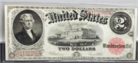 1917 $2 Large Size Note AU Very Nice