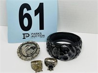 2 Rings, Bracelet & Pin