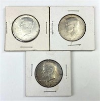 (3) 1964 Kennedy Half Dollars, 90% Silver, U.S. 50