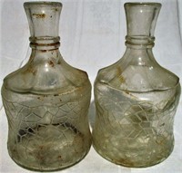 Vintage Crackle Glass White House Vinegar Bottles
