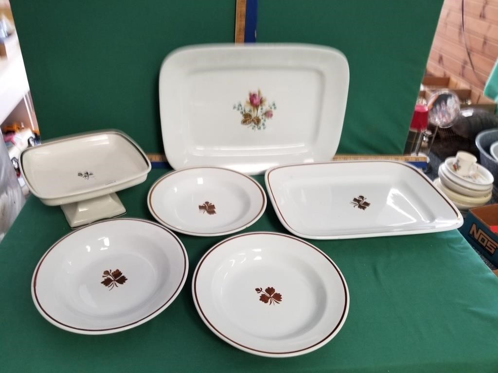 TEA LEAF CHINA PLATTERS, PLATES, AND COMPOTE