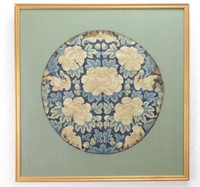 TWO CHINESE FRAMED SILK EMBROIDERED ROUNDELS