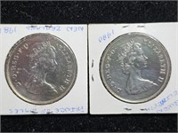 1980 & 1981 New Zealand coins, Qu. Elizabeth &....
