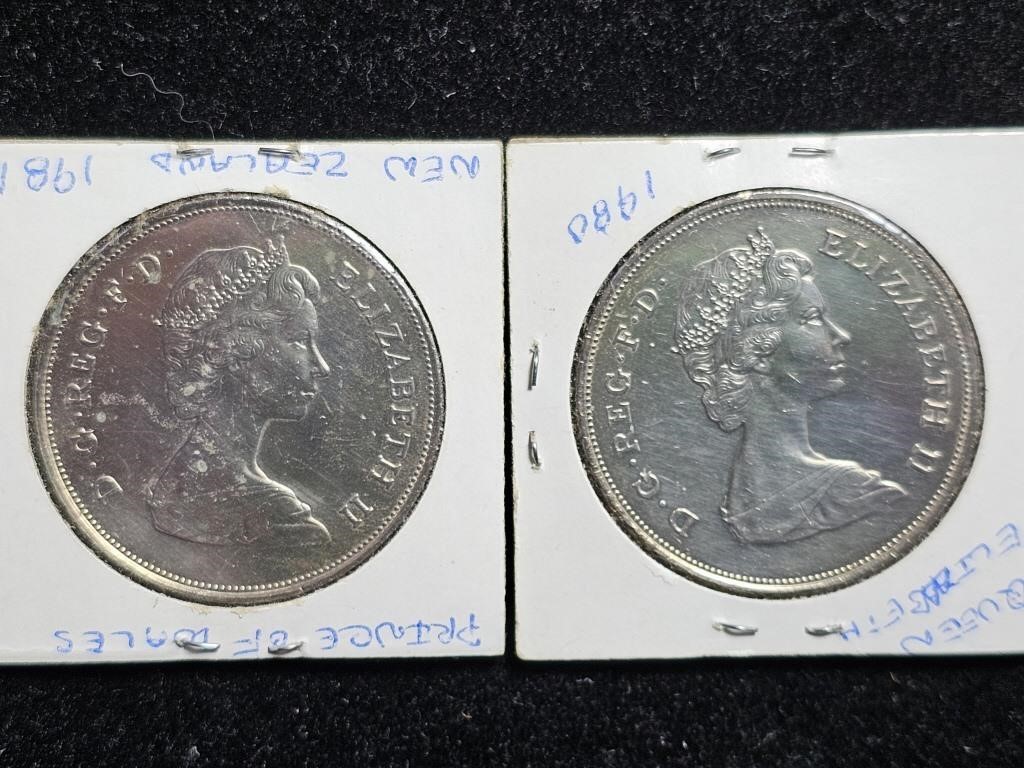 1980 & 1981 New Zealand coins, Qu. Elizabeth &....