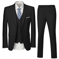 WF393  Wehilion 3 Piece Slim Fit Suit Black XL