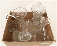 Group of Clear Glass, Vase, Baskets, Etc.
