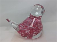 Gibson Art Glass 1991 Pink & White Bird Figurine