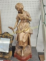 BRONZE "LADY SPINNING" ANTIQUE STATUE