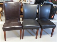 3 DEACON STYLE LEATHER LOOK SIDE CHAIRS