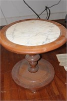 Round End Table with Marble Insert