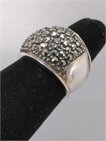 Sterling Silver Marcasite Gemstone Ring Size 5.5