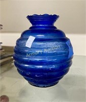 COBALT RIBBED VASE