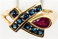 Jewelry 10kt Yellow Gold Ruby & Sapphire Ring