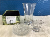 Heisey Etched Creamer Pressed Glass Dish Vase