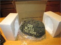 8" "God Bless This Home" Decor Faux Garden Stone