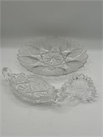 Vintage Depression Pressed Glass Leaf Trinket+++