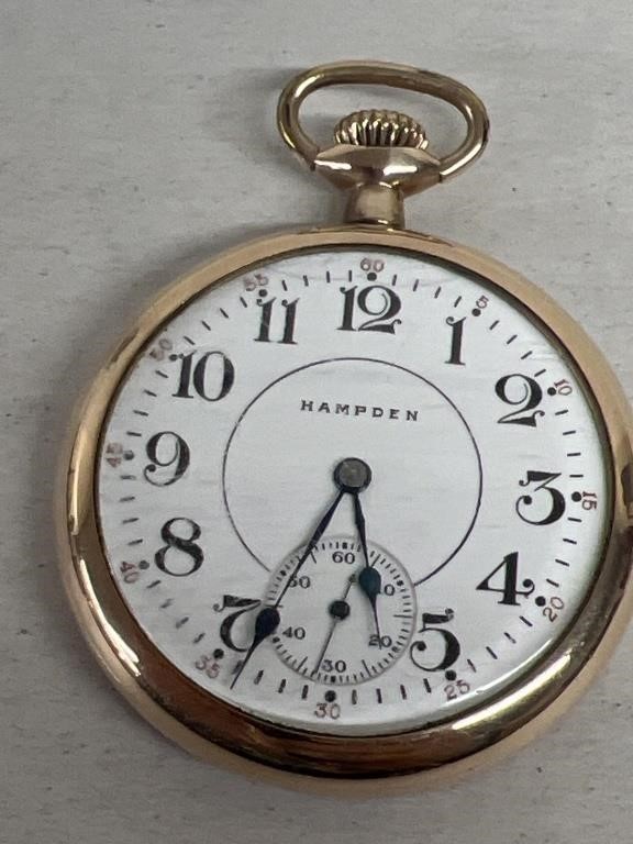 HAMPDEN # 108, 17J, 16 size pocket watch