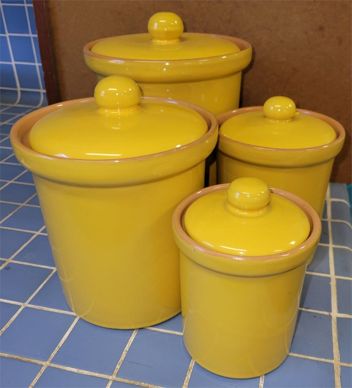 4 Yellow Canisters-Made in Italy-Terracotta