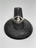 Sterling Eye Ball Ring 3 Gr Size 7.5