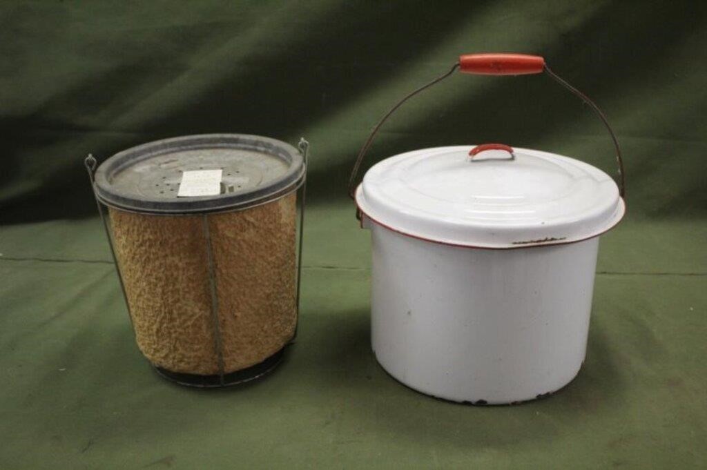 Enamel Pan & Vintage Bait Bucket