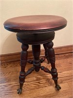 Glass Ball Claw Foot Mahogany Organ Stool