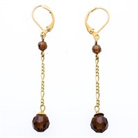 Pr. Drop Smokey Topaz Drop Earrings