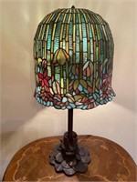 Floral Tiffany Style Leaded Glass Table Lamp