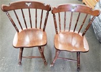Pair of Solid Wood Swivel Chairs