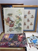 Framed and glued puzzles, Cross stitch bears