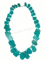Sterling Silver & Large Turquoise Slab Necklace