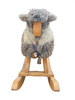 Large Wool Rocking Sheep with Wood and Bells