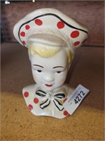 Vintage Ceramic Lady Head Vase - approx 7" tall