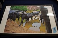 FRAMED PRINT OF CATTLE DRIVE STATUES/DWNTWN DALLAS