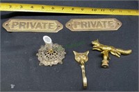 Brass and metal lot includes two brass private