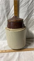 Glazed Two tone Stoneware  Crock , no bale wire