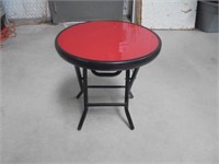 Small Red round top foiding patio table