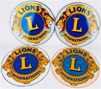 4 Vintage Lions Club International Metal Tin Signs