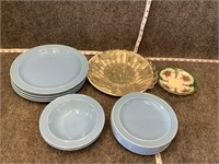 Decorative Plates And Blue Dishes
