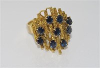 Large gold and sapphire ring marked 18K