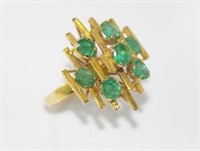 14ct yellow gold, emerald ring
