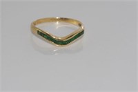 14ct yellow gold channel set emerald ring