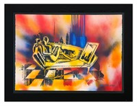 Mark Kostabi- Original Mixed Media on Paper "Betwe