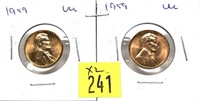 x2- 1959 Lincoln cents, Unc. -x2 cents-Sold by