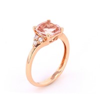 Asscher Morganite & Diamond 14k Rose Gold Ring
