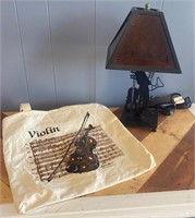 Musician Themed Lamp & Violin Tote Bag