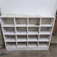 Vintage white wood cubby shelf