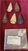 PACK OF 5 ARROWHEADS MADE FROM JASPER AGATES