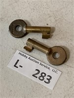 (2) Antique Railroad Brass Keys